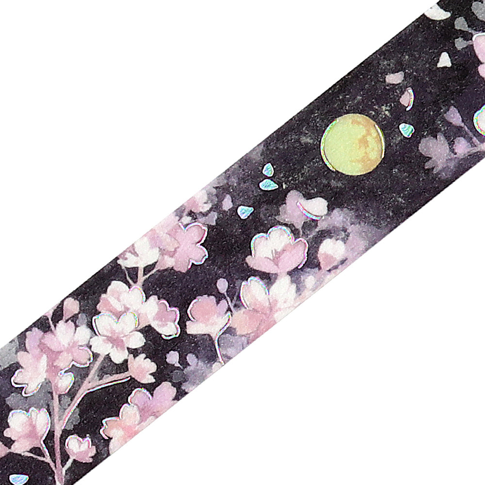 BGM Sakura Limited Masking Tape: Sakura - Moon-Viewing Cherry Blossoms — pattern detail