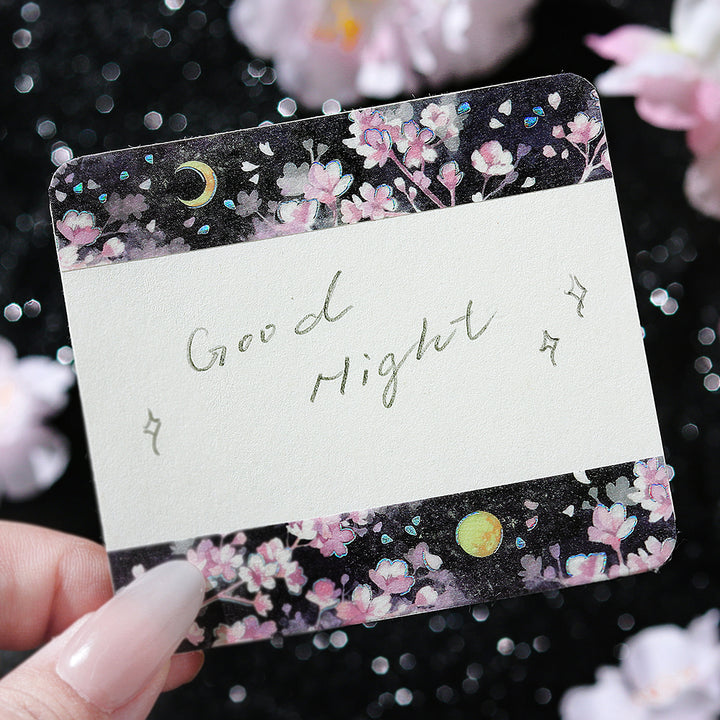 BGM Sakura Limited Masking Tape: Sakura - Moon-Viewing Cherry Blossoms — applied on surface