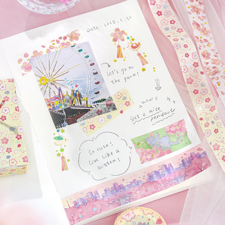 BGM Sakura Limited Masking Tape: Sakura - Spilt Cherry Blossoms — with packaging