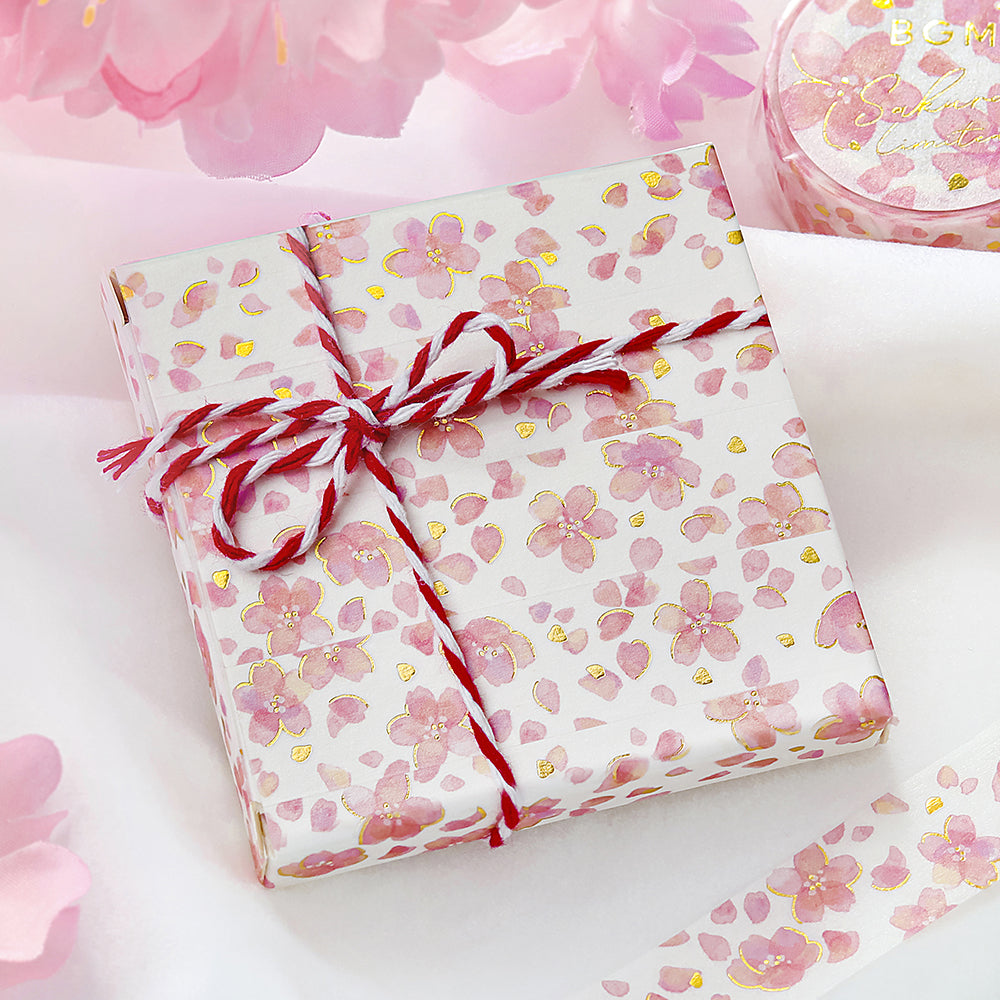 BGM Sakura Limited Masking Tape: Sakura - Spilt Cherry Blossoms — applied on surface