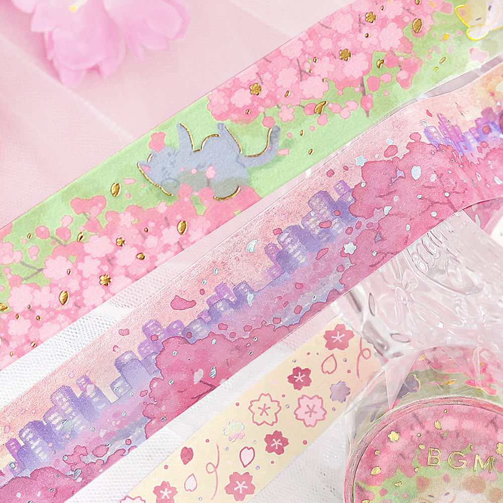 BGM Sakura Limited Masking Tape: Sakura - Sunbathing in the Sun — with packaging