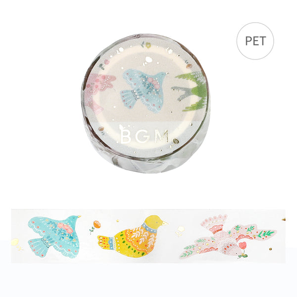 BGM Foil Stamping Clear Tape: Life - Bird Embroidery — roll front