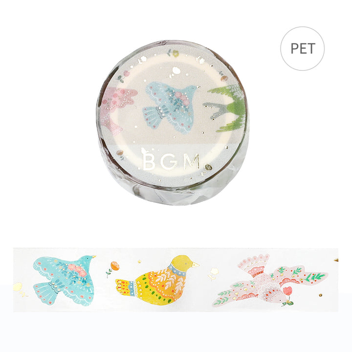 BGM Foil Stamping Clear Tape: Life - Bird Embroidery — roll front