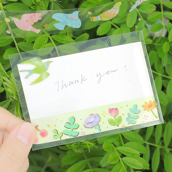 BGM Foil Stamping Clear Tape: Life - Bird Embroidery — applied on surface
