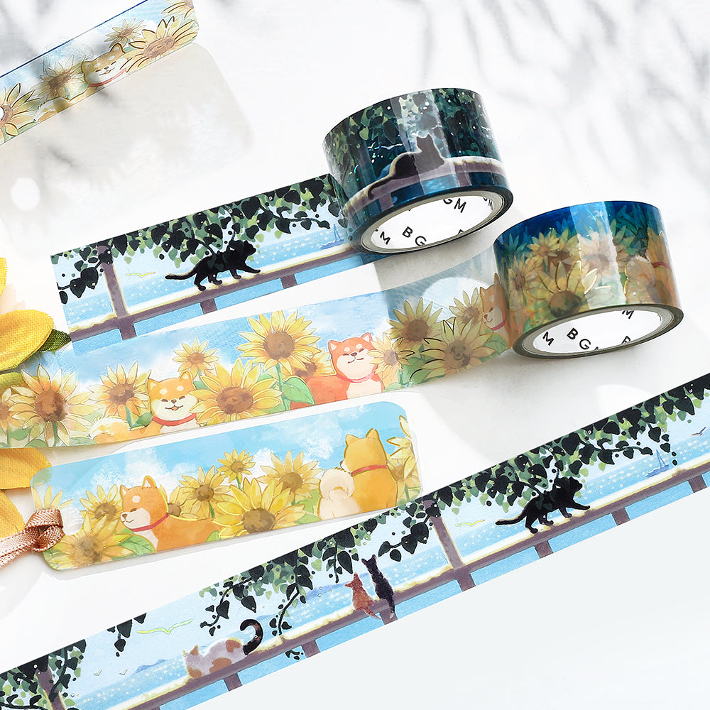 BGM Summer Limited Clear Tape - Cat Under the Pergola — applied on surface