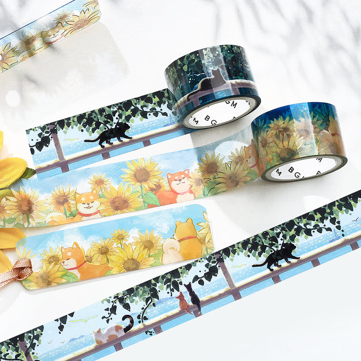 BGM Summer Limited Clear Tape - Cat Under the Pergola — applied on surface