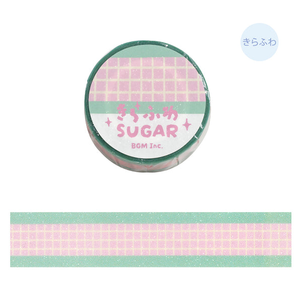 BGM Kira Fuwa Sugar Masking Tape - Check Strawberry Soda — roll front