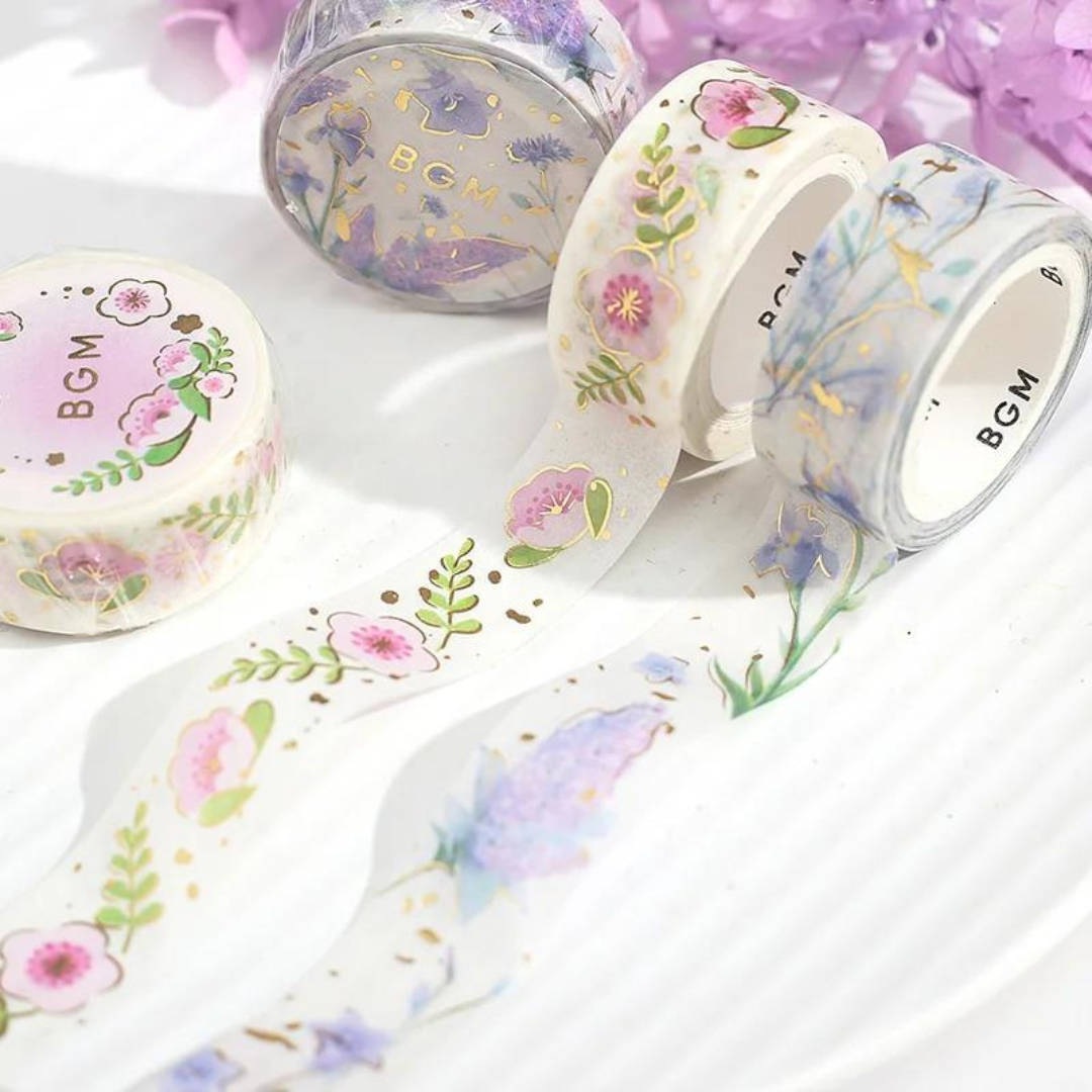 BGM Foil Stamping Masking Tape: Life - Cute Flower — roll side