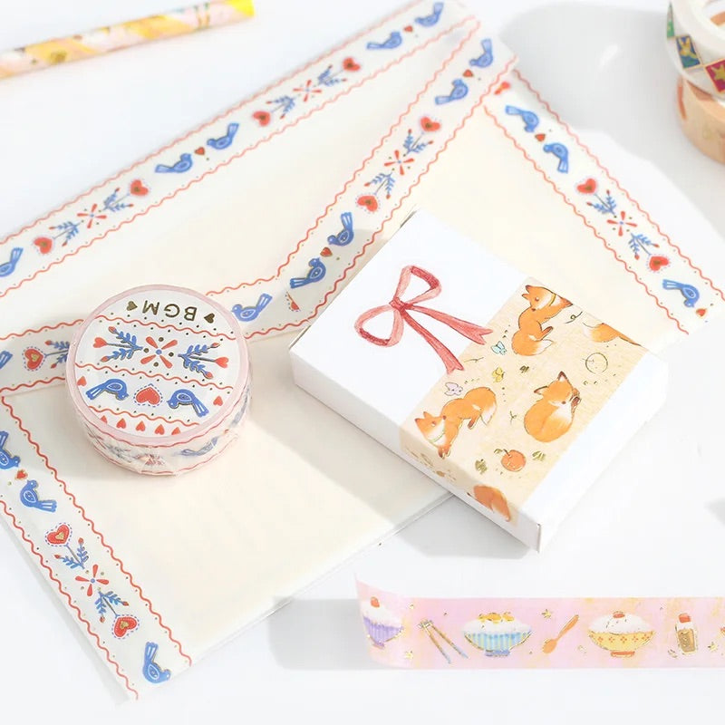 BGM Foil Stamping Masking Tape: Life - Vintage Embroidery — applied on surface