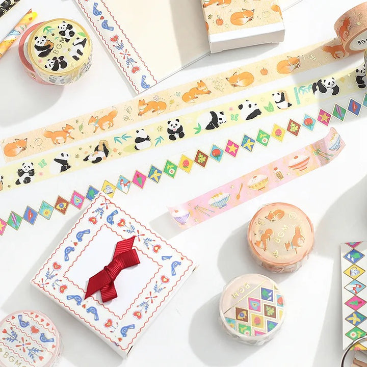 BGM Foil Stamping Masking Tape: Life - Vintage Embroidery — roll side