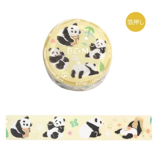 BGM Foil Stamping Masking Tape: Life - Panda Paradise — roll front