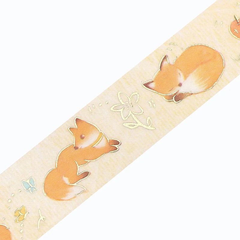 BGM Foil Stamping Masking Tape: Life - Leaves and Fox — pattern detail