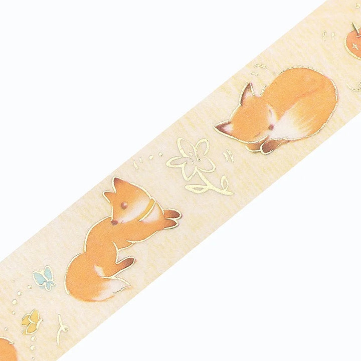 BGM Foil Stamping Masking Tape: Life - Leaves and Fox — pattern detail