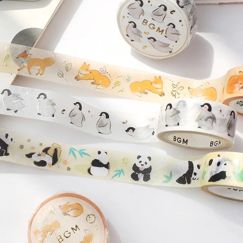 BGM Foil Stamping Masking Tape: Life - Leaves and Fox — applied on surface