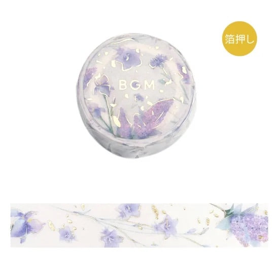 BGM Foil Stamping Masking Tape: Life - Natural/Purple — roll front