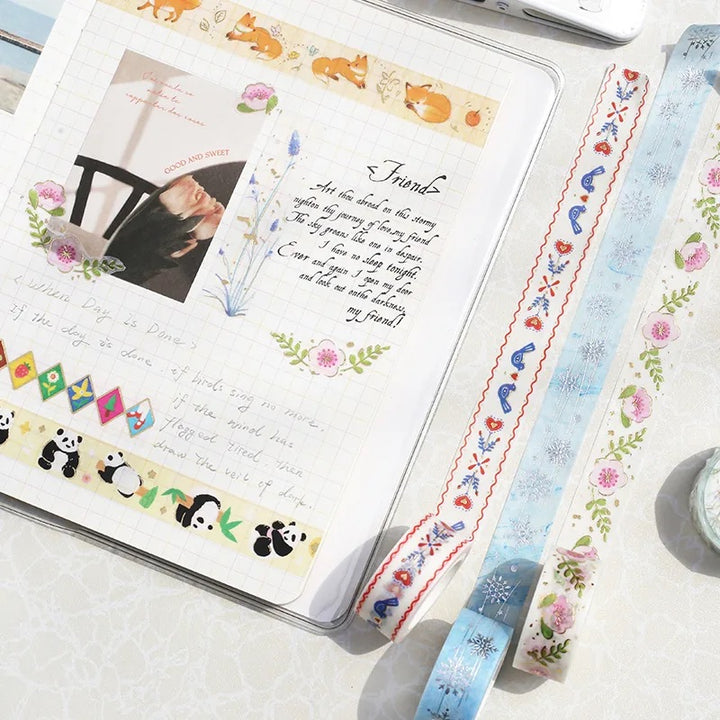 BGM Foil Stamping Masking Tape: Life - Natural/Purple — roll side