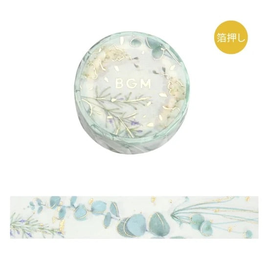 BGM Foil Stamping Masking Tape: Life - Natural/Green — roll front