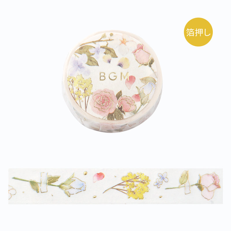 BGM Foil Stamping Masking Tape - Flower Poem — roll front