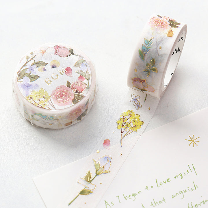 BGM Foil Stamping Masking Tape - Flower Poem — applied on surface