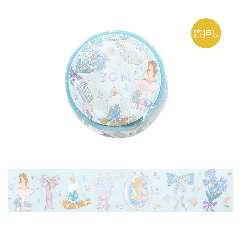 BGM Foil Stamping Masking Tape - Ballerina Blue — roll front