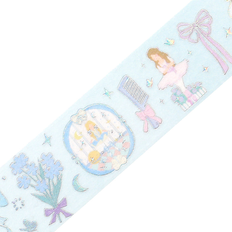 BGM Foil Stamping Masking Tape - Ballerina Blue — pattern detail