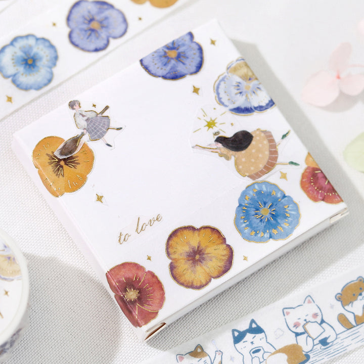BGM Foil Stamping Masking Tape: Life - Pansy Bookmark — applied on surface