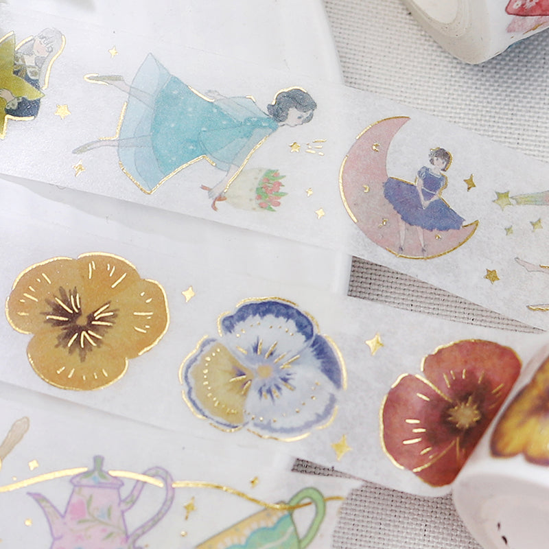 BGM Foil Stamping Masking Tape: Life - Pansy Bookmark — with packaging