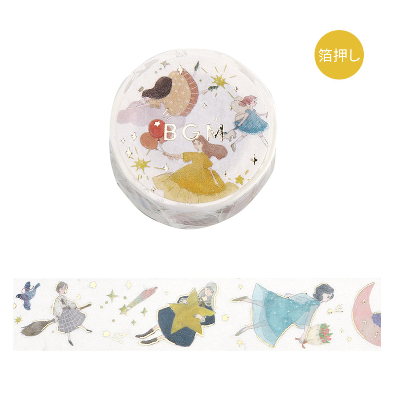 BGM Foil Stamping Masking Tape: Life - Flying Girl — roll front