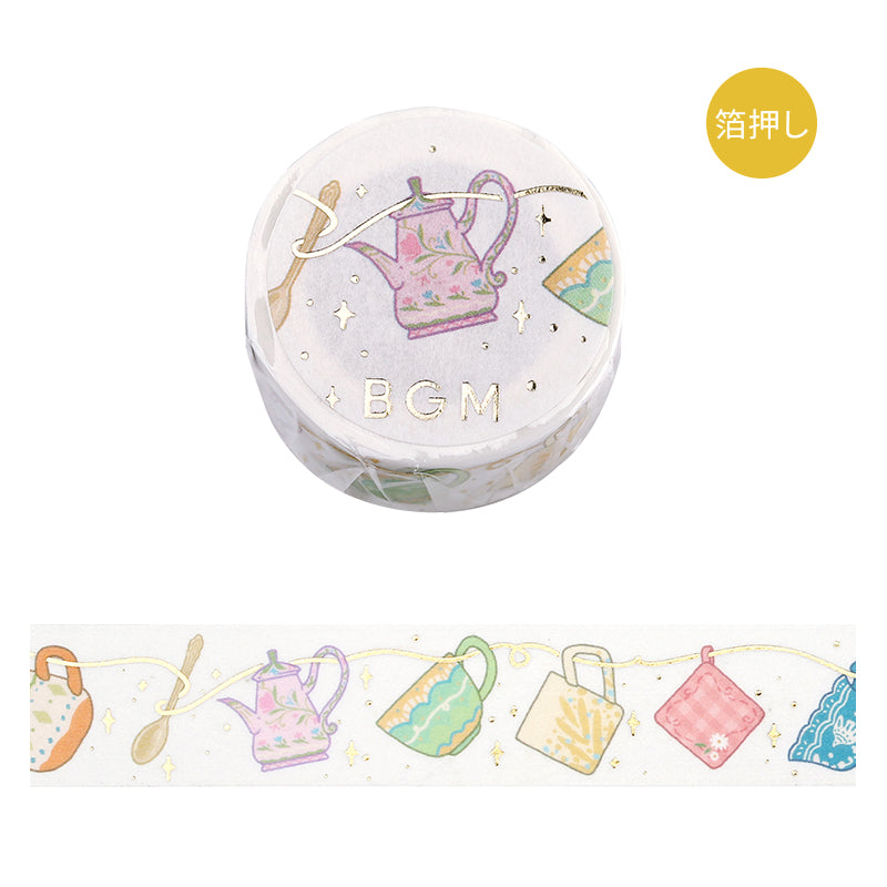 BGM Foil Stamping Masking Tape: Life - Tea Time — roll front