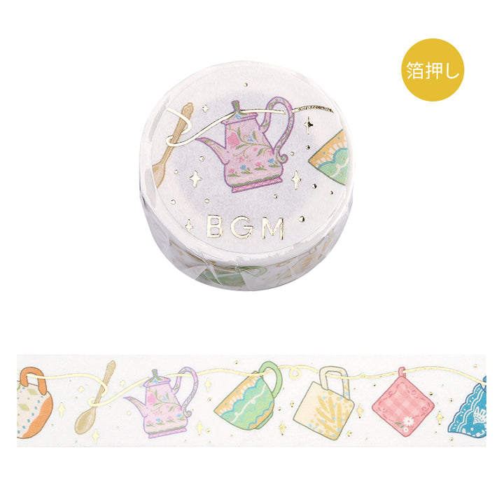 BGM Foil Stamping Masking Tape: Life - Tea Time — roll front