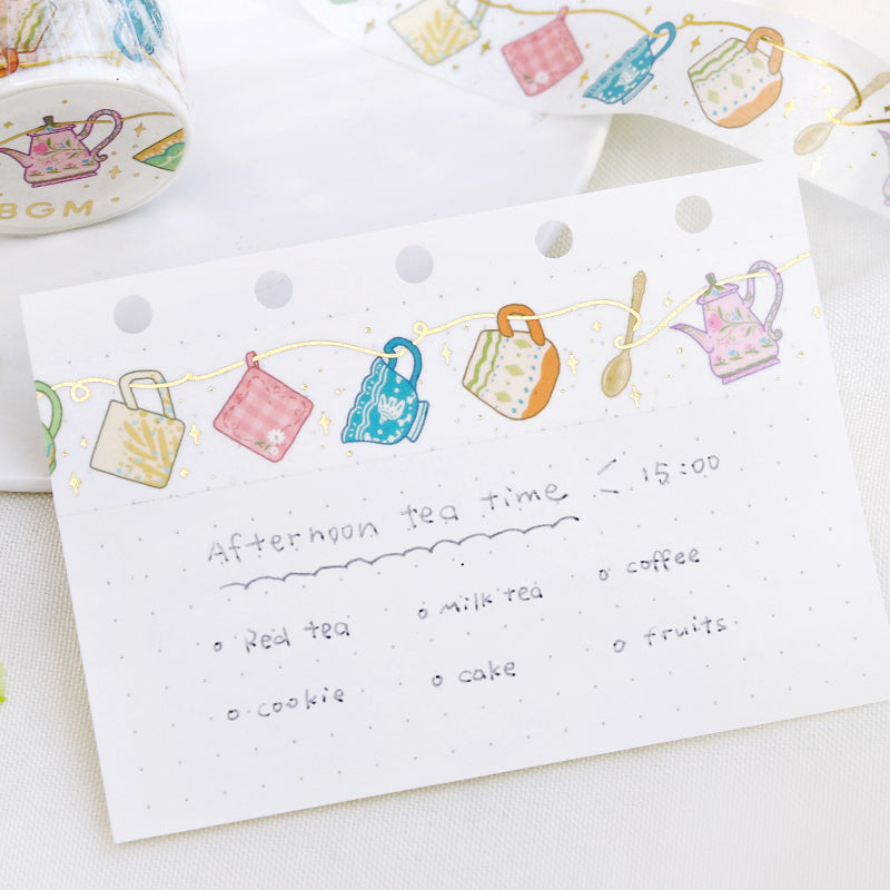 BGM Foil Stamping Masking Tape: Life - Tea Time — applied on surface