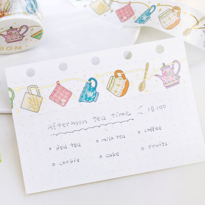 BGM Foil Stamping Masking Tape: Life - Tea Time — applied on surface