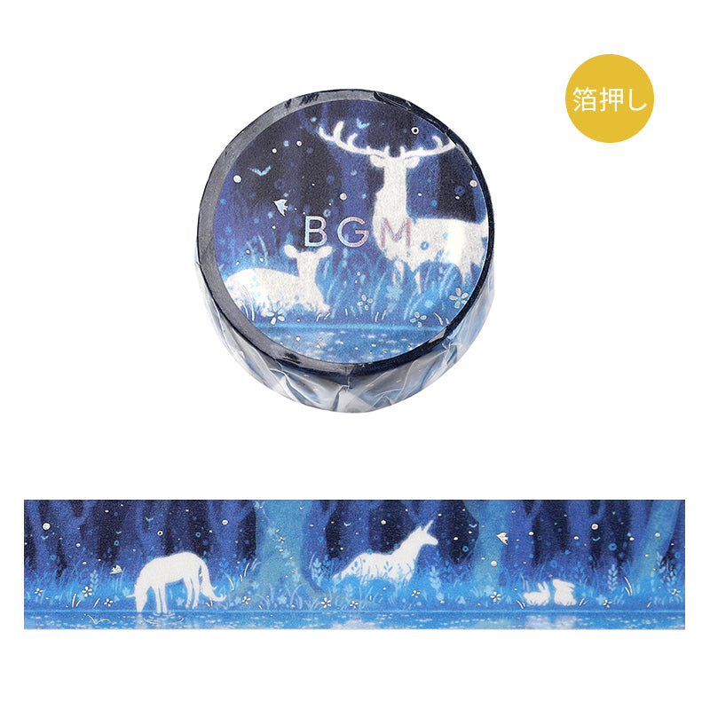 BGM Foil Stamping Masking Tape: Life - Glowing Forest — roll front