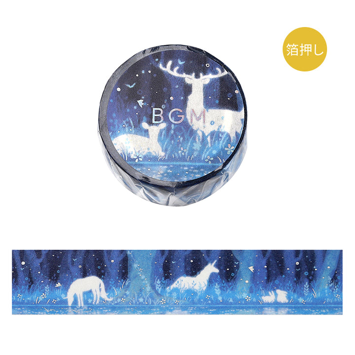 BGM Foil Stamping Masking Tape: Life - Glowing Forest — roll front