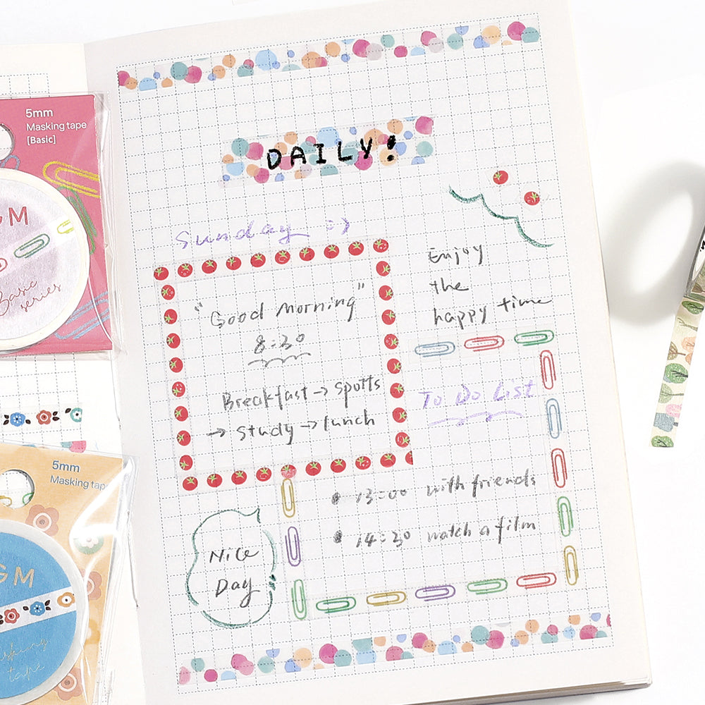 BGM Foil Stamping Masking Tape: Life - Tomato Time — pattern detail
