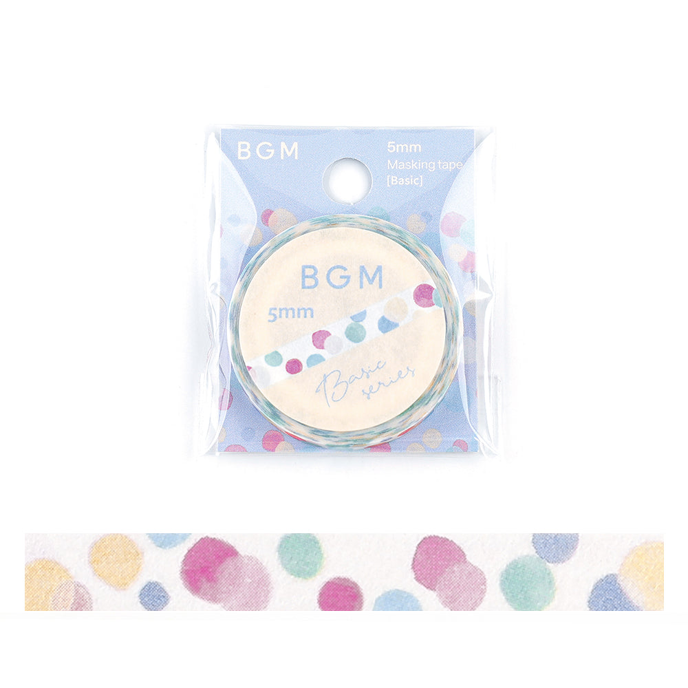 BGM Foil Stamping Masking Tape: Life - Colorful Polka Dots — roll front
