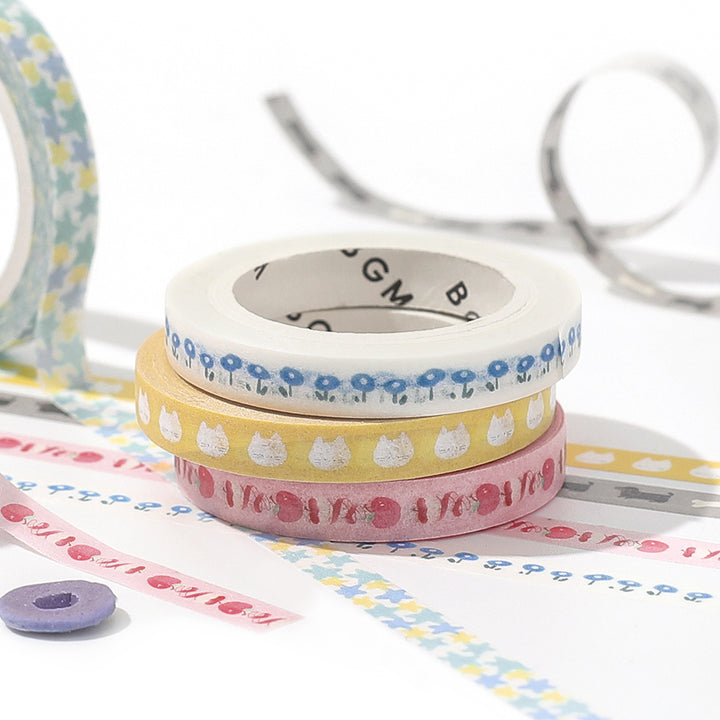 BGM Foil Stamping Masking Tape: Life - Little Blue Flowers — applied on surface