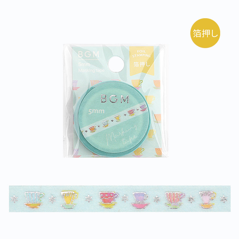 BGM Foil Stamping Masking Tape - Tea Time — roll front
