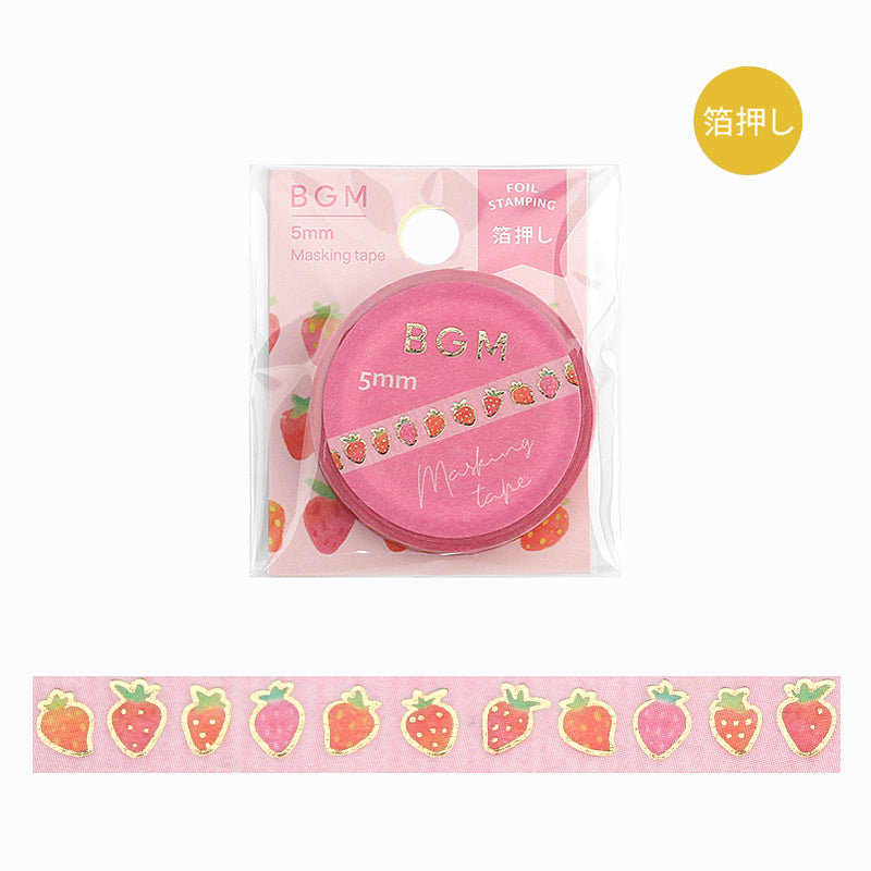 BGM Foil Stamping Masking Tape - Strawberry in Love — roll front