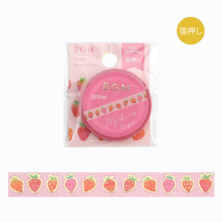 BGM Foil Stamping Masking Tape - Strawberry in Love — roll front