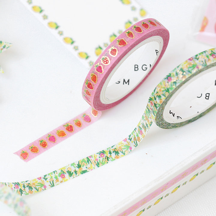 BGM Foil Stamping Masking Tape - Strawberry in Love — applied on surface