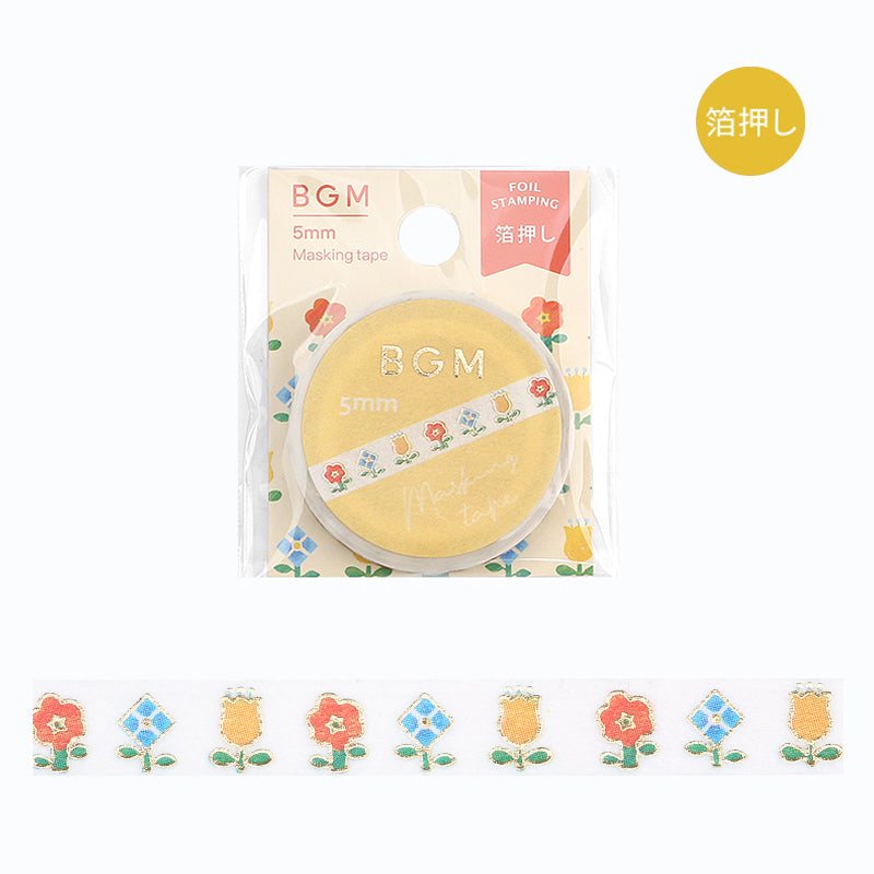 BGM Foil Stamping Masking Tape - Small Flowers — roll front