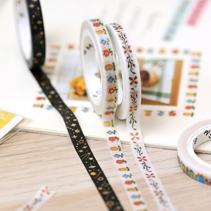 BGM Foil Stamping Masking Tape - Small Flowers — roll side