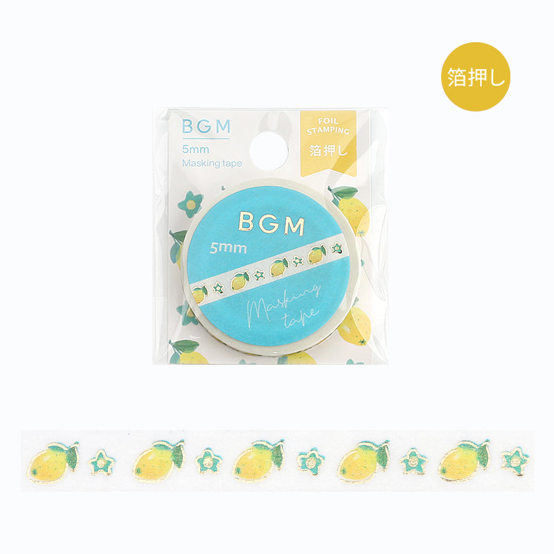 BGM Foil Stamping Masking Tape - Lemon and Flowers — roll front