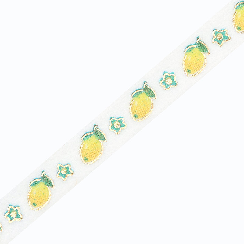 BGM Foil Stamping Masking Tape - Lemon and Flowers — pattern detail