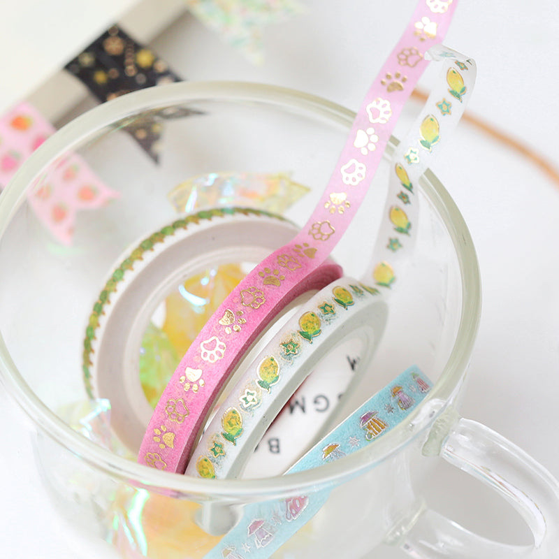 BGM Foil Stamping Masking Tape - Lemon and Flowers — applied on surface