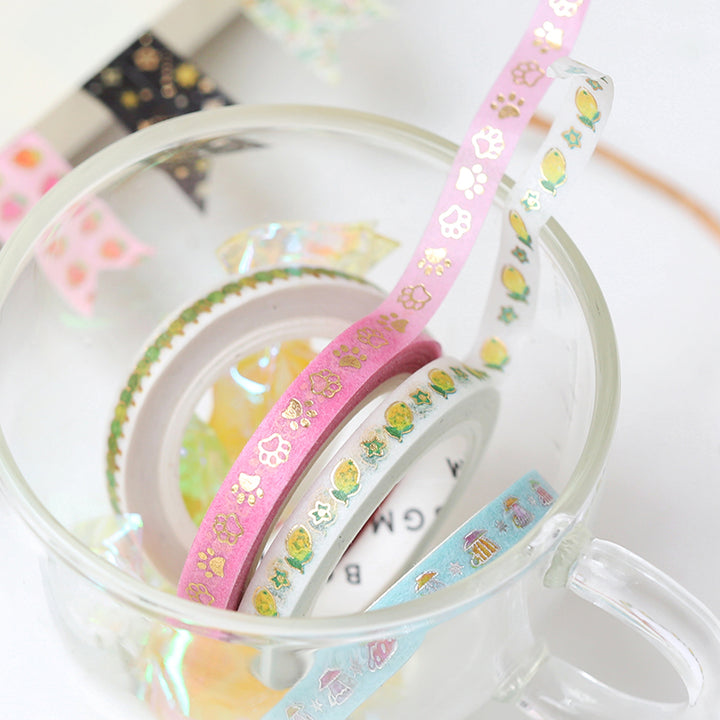 BGM Foil Stamping Masking Tape - Lemon and Flowers — applied on surface