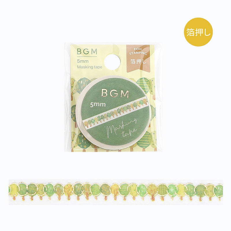 BGM Foil Stamping Masking Tape - Row of Trees — roll front