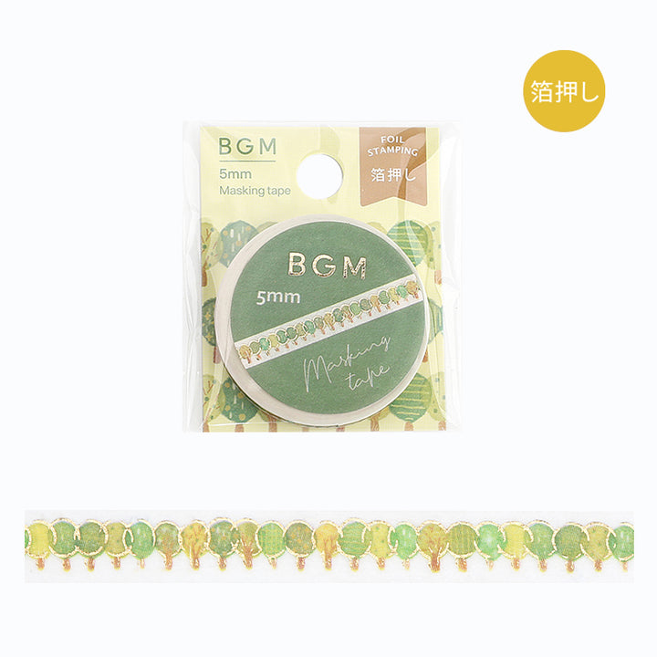 BGM Foil Stamping Masking Tape - Row of Trees — roll front