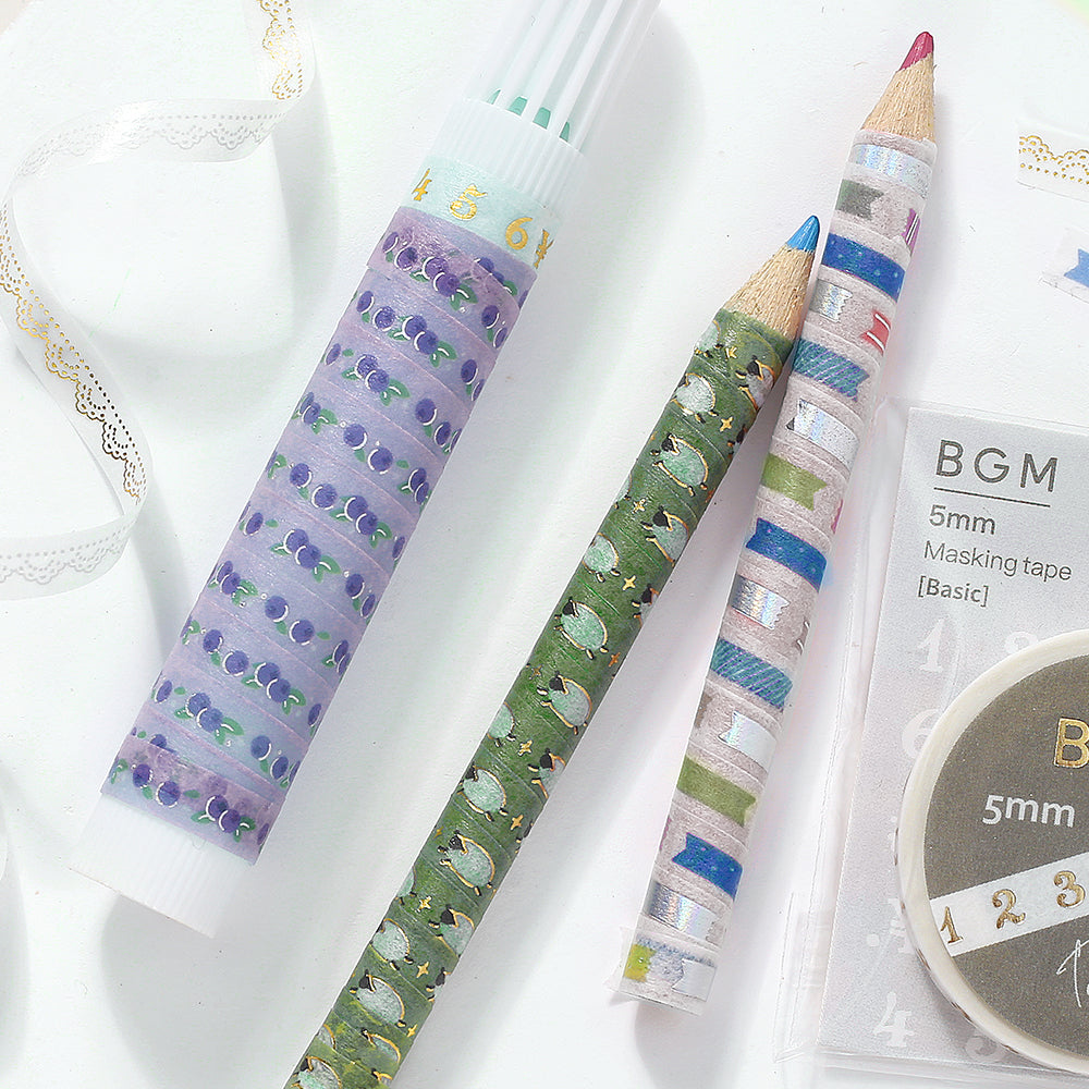 BGM Foil Stamping Masking Tape: Life - Ribbon Index — with packaging